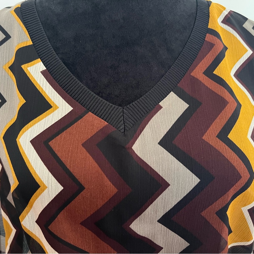 Missoni for Target Black and Brown Graphic Long Sleeve Blouse Size Small - Picture 3 of 10